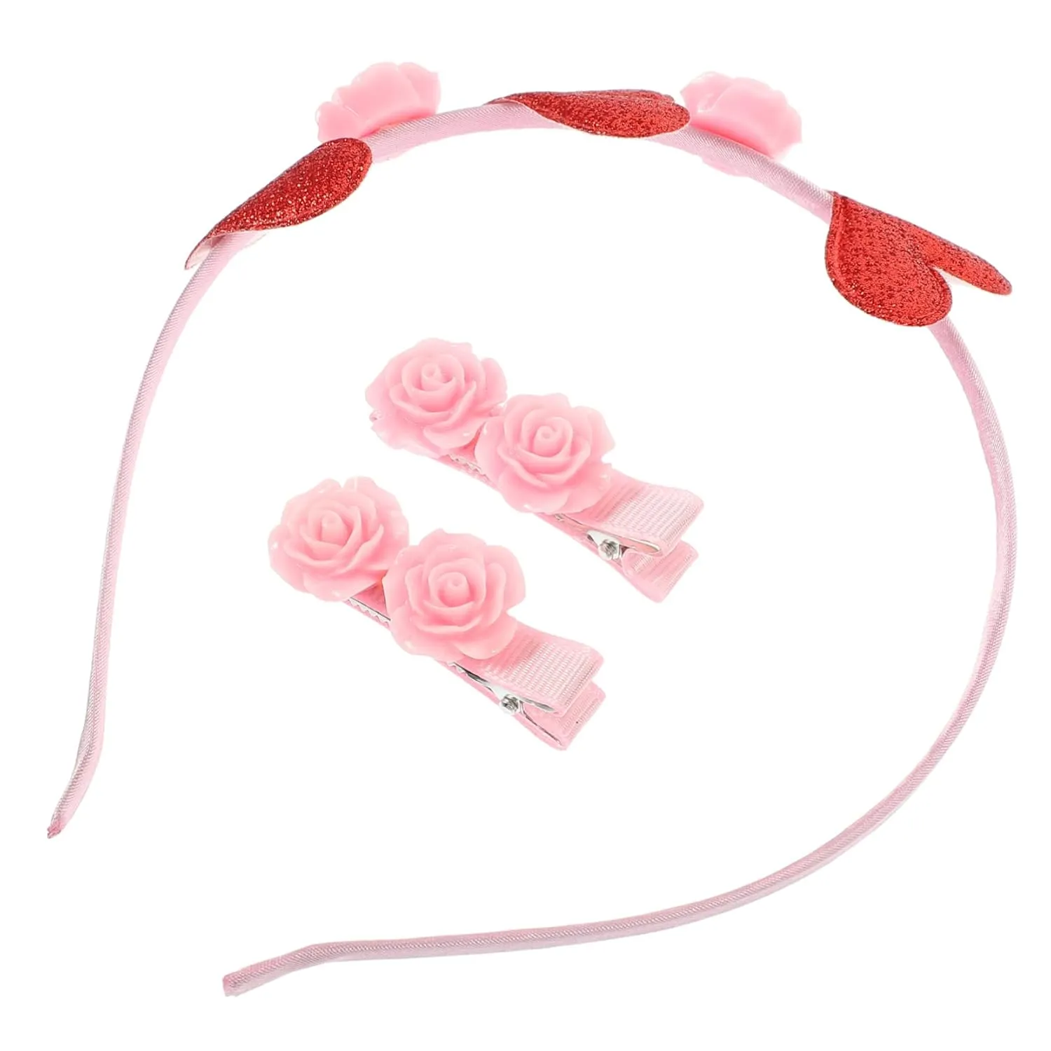 1set Valentine Decorative Headdresses Heart-shaped Clips for Women for Parties Cosplay and Special Occasions Stand Out Charming Floral Hair Accessories