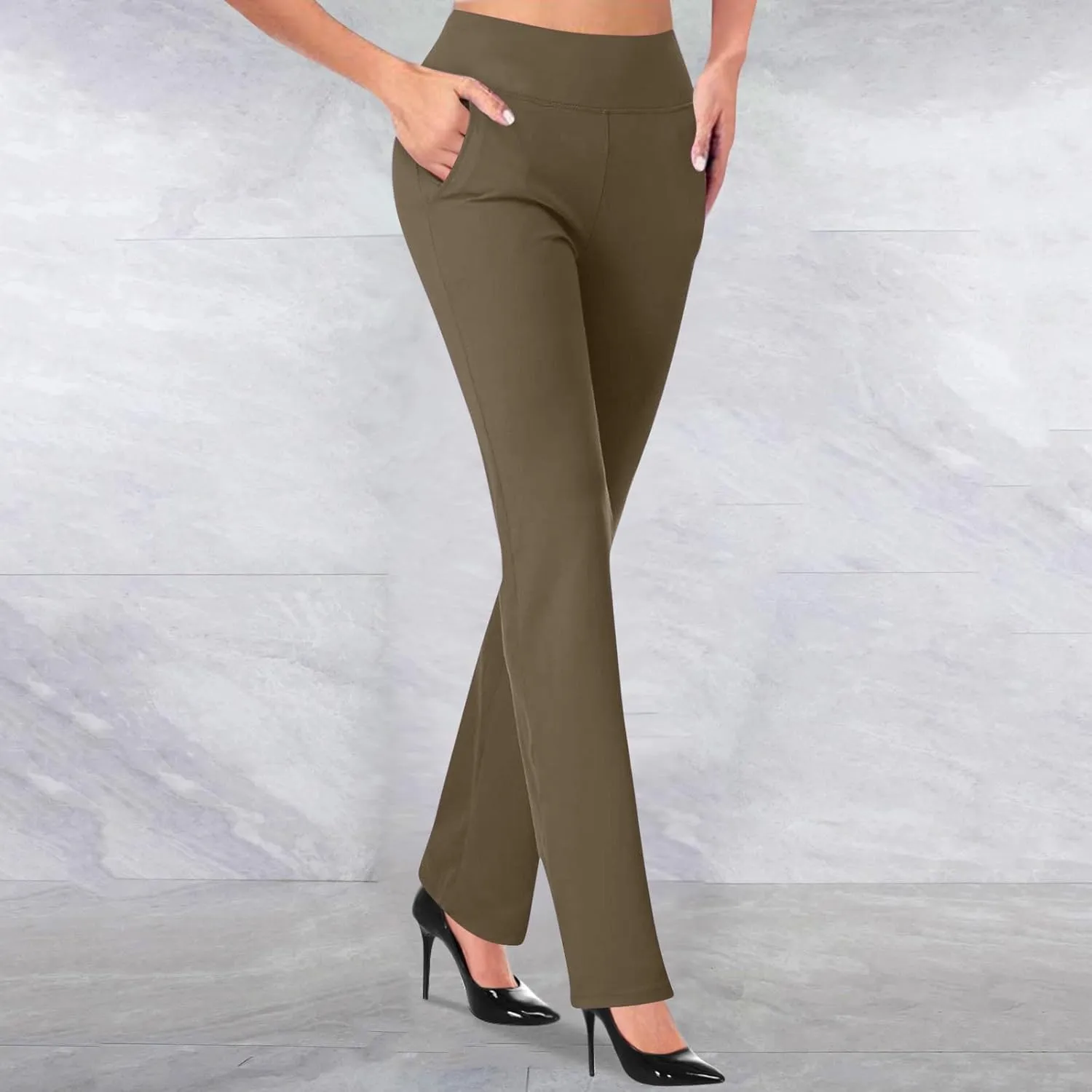 2025 Work Pants for Women High Waist Stretch Dress Pants Soft Comfy Athletic Workout Yoga Pants Business Trousers