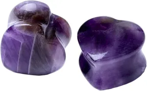 2Pcs Gauge Jewelry, Ear Plugs Jewelry Purple Heart Stone Ear Gauges for Women Piercing Tunnels