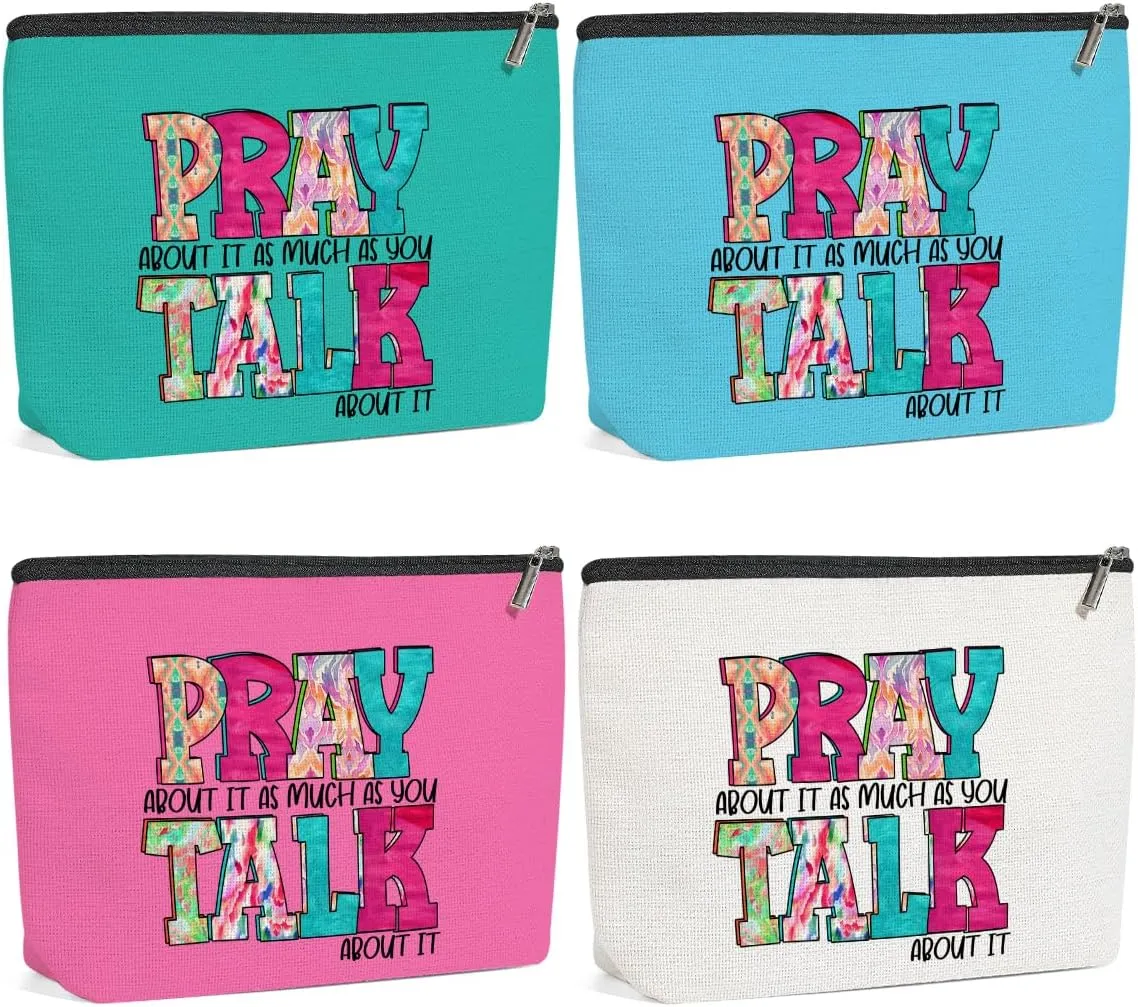 4 Pack Inspirational Christian Gifts Religious Gifts for Women Gifts Teachers Prayer Friend Mom Makeup Bag,Travel Essentials Cosmetic Bags for Women Grandma,Birthday Graduation Christmas