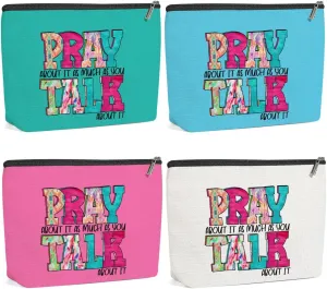 4 Pack Inspirational Christian Gifts Religious Gifts for Women Gifts Teachers Prayer Friend Mom Makeup Bag,Travel Essentials Cosmetic Bags for Women Grandma,Birthday Graduation Christmas