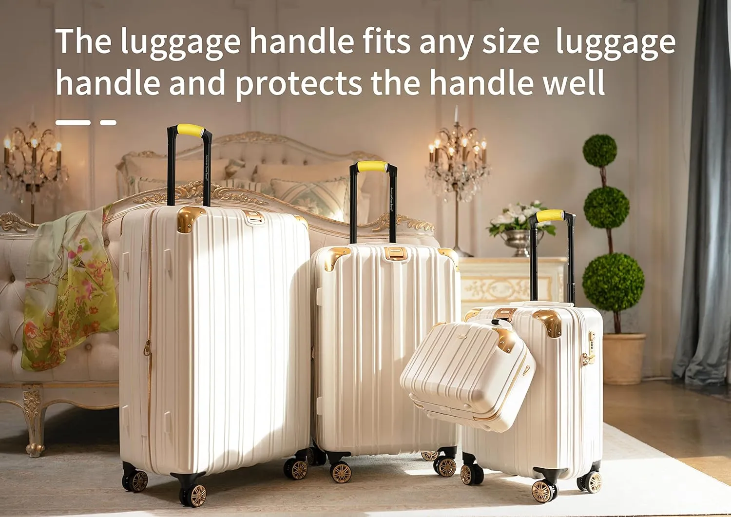 5 PCS Neoprene Luggage Handle Wrap/Grip/Identifier, Soft Trolley Case Grip Cover for Travel Bag Luggage Suitcase, Yellow