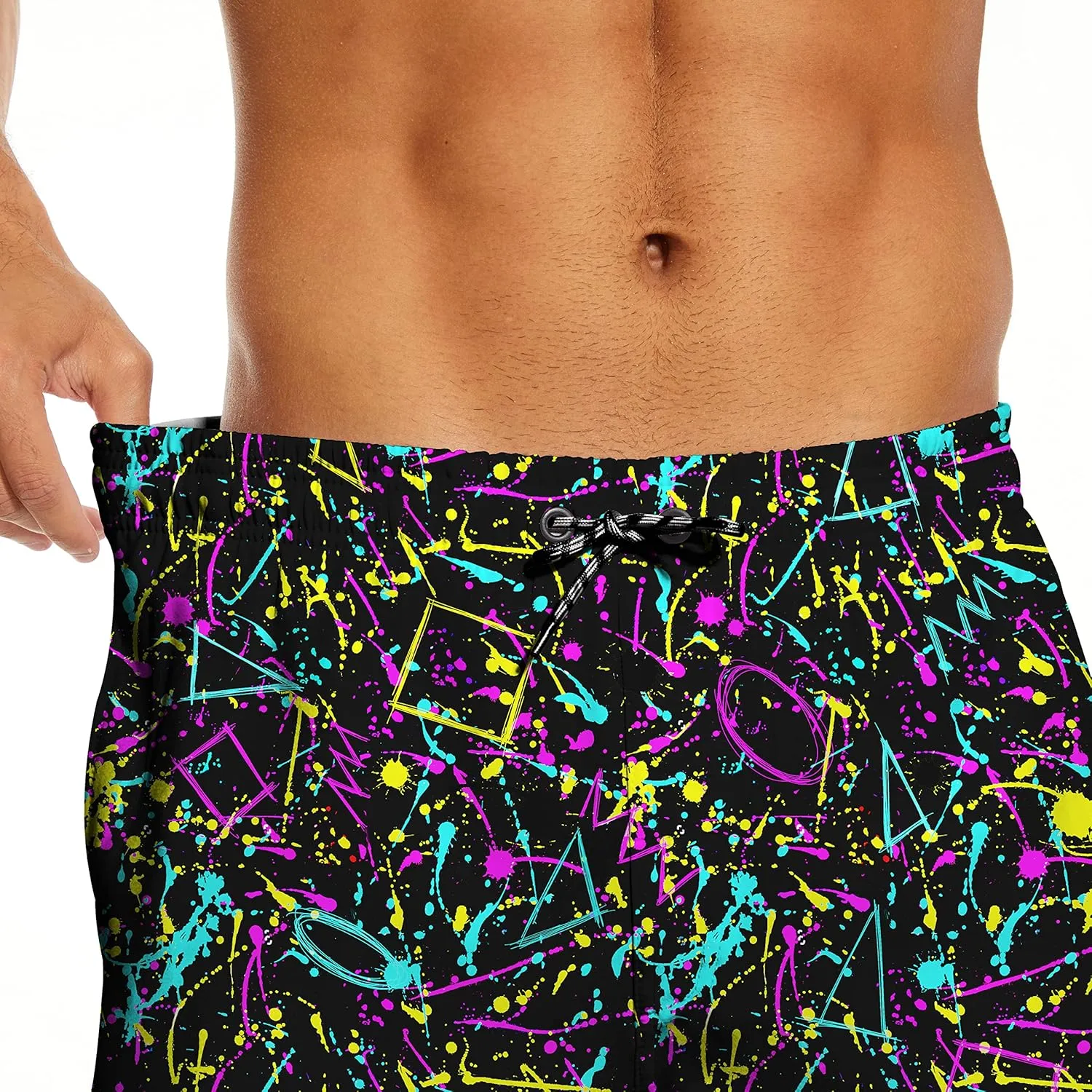 80s Shorts for Men 90s Swim Trunks Retro 80s Summer Party Shorts 90s Shorts Quick Dry Swimming Shorts with Mesh Lining