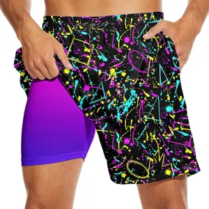 80s Shorts for Men 90s Swim Trunks Retro 80s Summer Party Shorts 90s Shorts Quick Dry Swimming Shorts with Mesh Lining