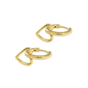 925 sterling silver earrings jewelry women minimalist gold plated heart drop hoop earrings jewelry (silver)