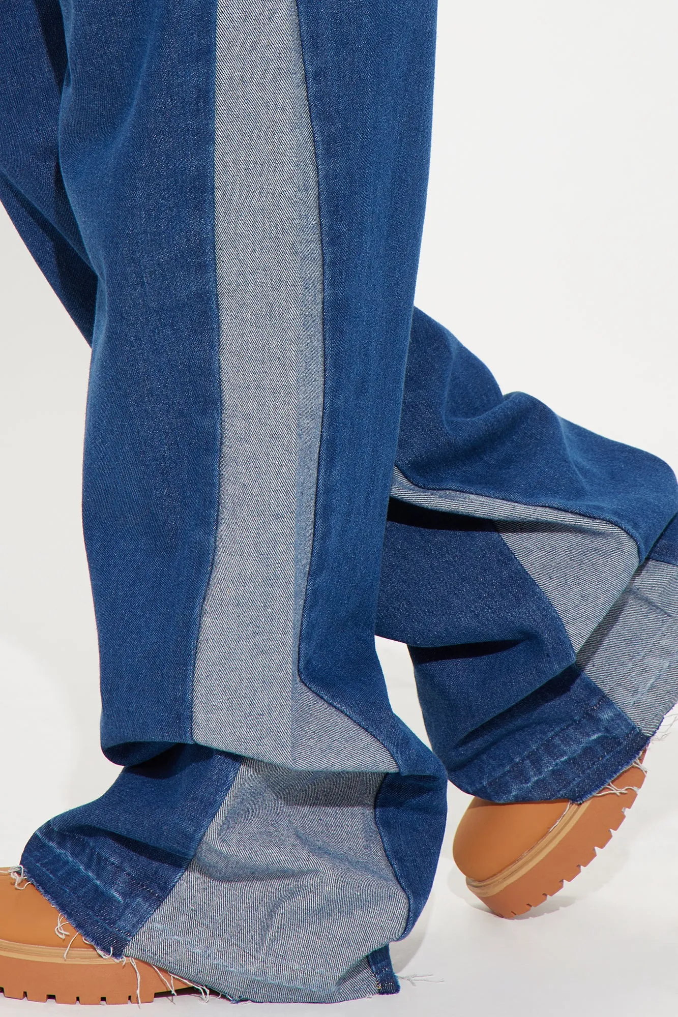 After All This Time Two Tone Baggy Jeans - Medium Wash