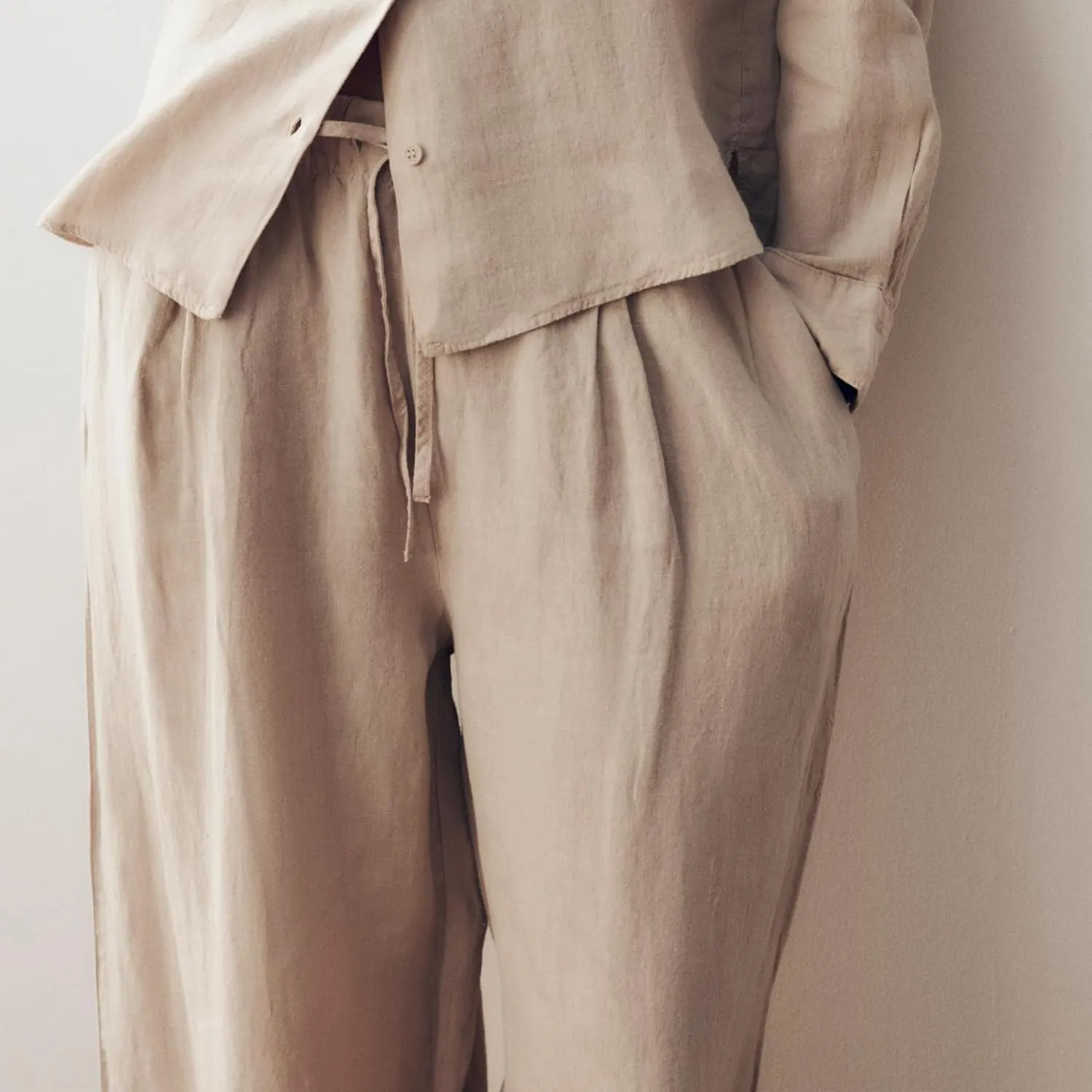 Ainangua Women Linen Palazzo Pants Casual Elasticated Drawstring Waist Wide Leg Trousers Trendy Beach Travel Outfits