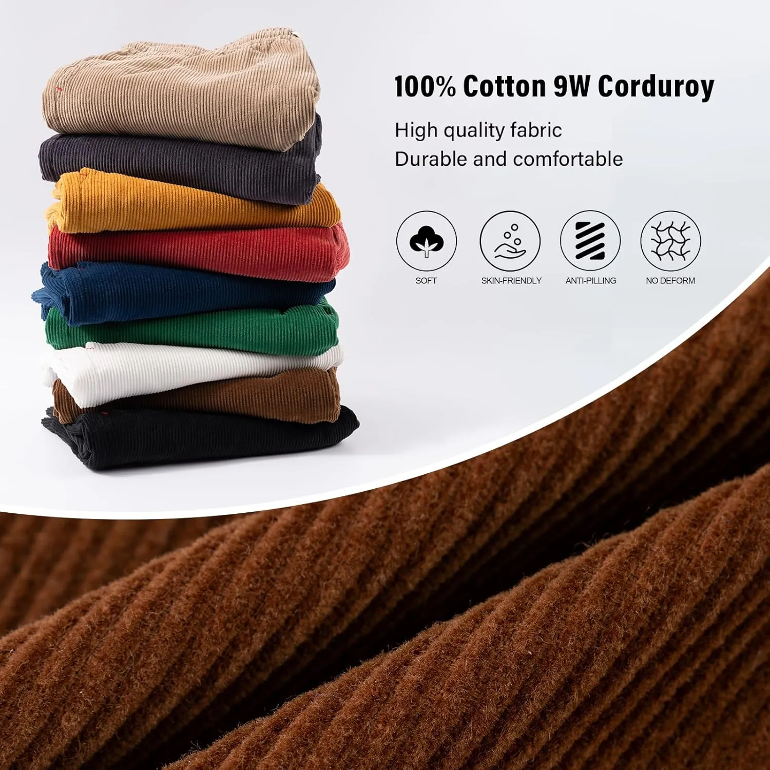 AMY COULEE Mens Corduroy Shorts 5.5" Elastic Waist Casual Shorts Summer Beach Shorts with Pockets