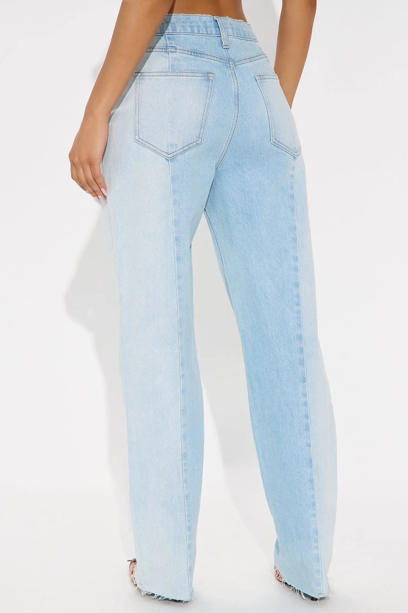 Andi Two Tone Straight Leg Jeans - Light Wash