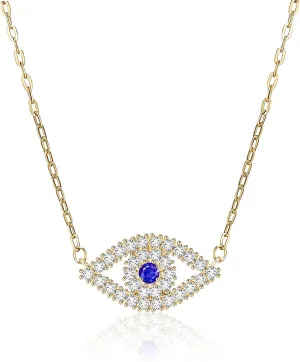 Apsvo Dainty Evil Eye Necklace, Silver/Gold/Rose Gold Protection Jewelry for Women Trendy Jewelry