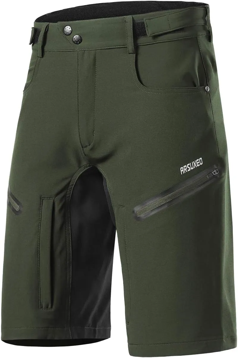 ARSUXEO Mens Bike Shorts,Cycling Shorts,Mountain Bike Shorts Loose Fit with Moisture-Wicking Waistband