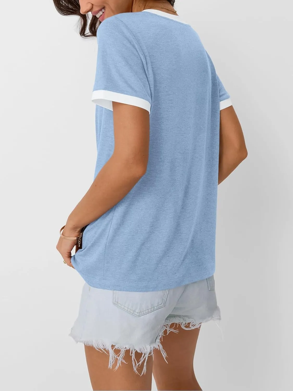 AUTOMET Womens Short Sleeve T-Shirts Summer Tops Casual Soft Tunic V Neck Basic Workout Clothes Spring Fashion Outfits 2025