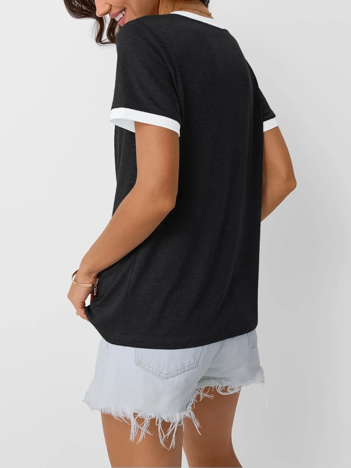 AUTOMET Womens Short Sleeve T-Shirts Summer Tops Casual Soft Tunic V Neck Basic Workout Clothes Spring Fashion Outfits 2025