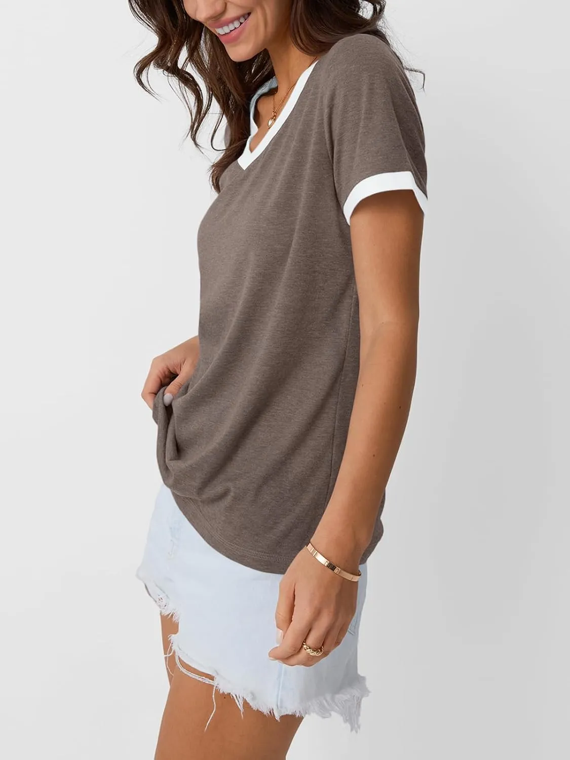 AUTOMET Womens Short Sleeve T-Shirts Summer Tops Casual Soft Tunic V Neck Basic Workout Clothes Spring Fashion Outfits 2025
