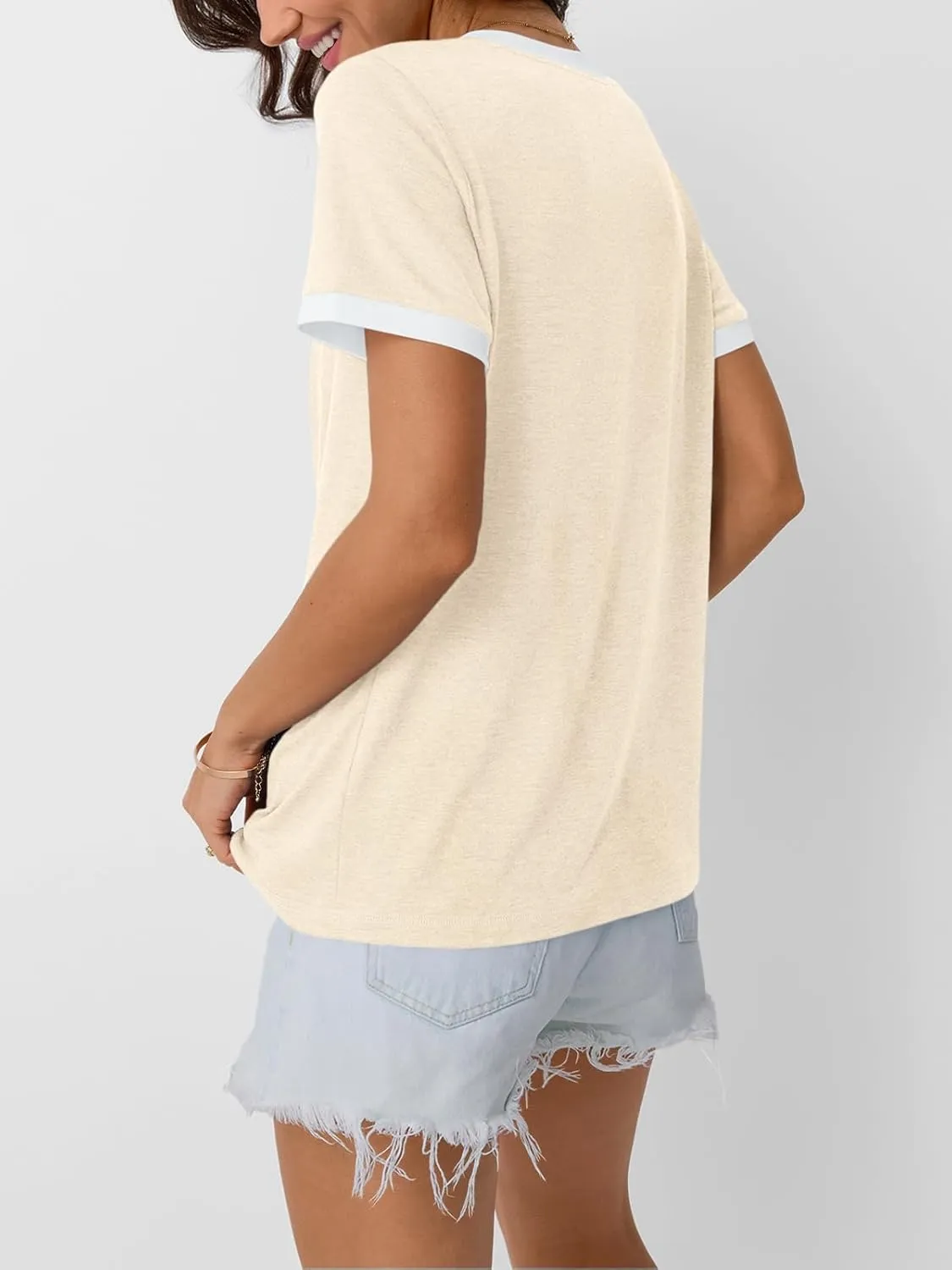 AUTOMET Womens Short Sleeve T-Shirts Summer Tops Casual Soft Tunic V Neck Basic Workout Clothes Spring Fashion Outfits 2025