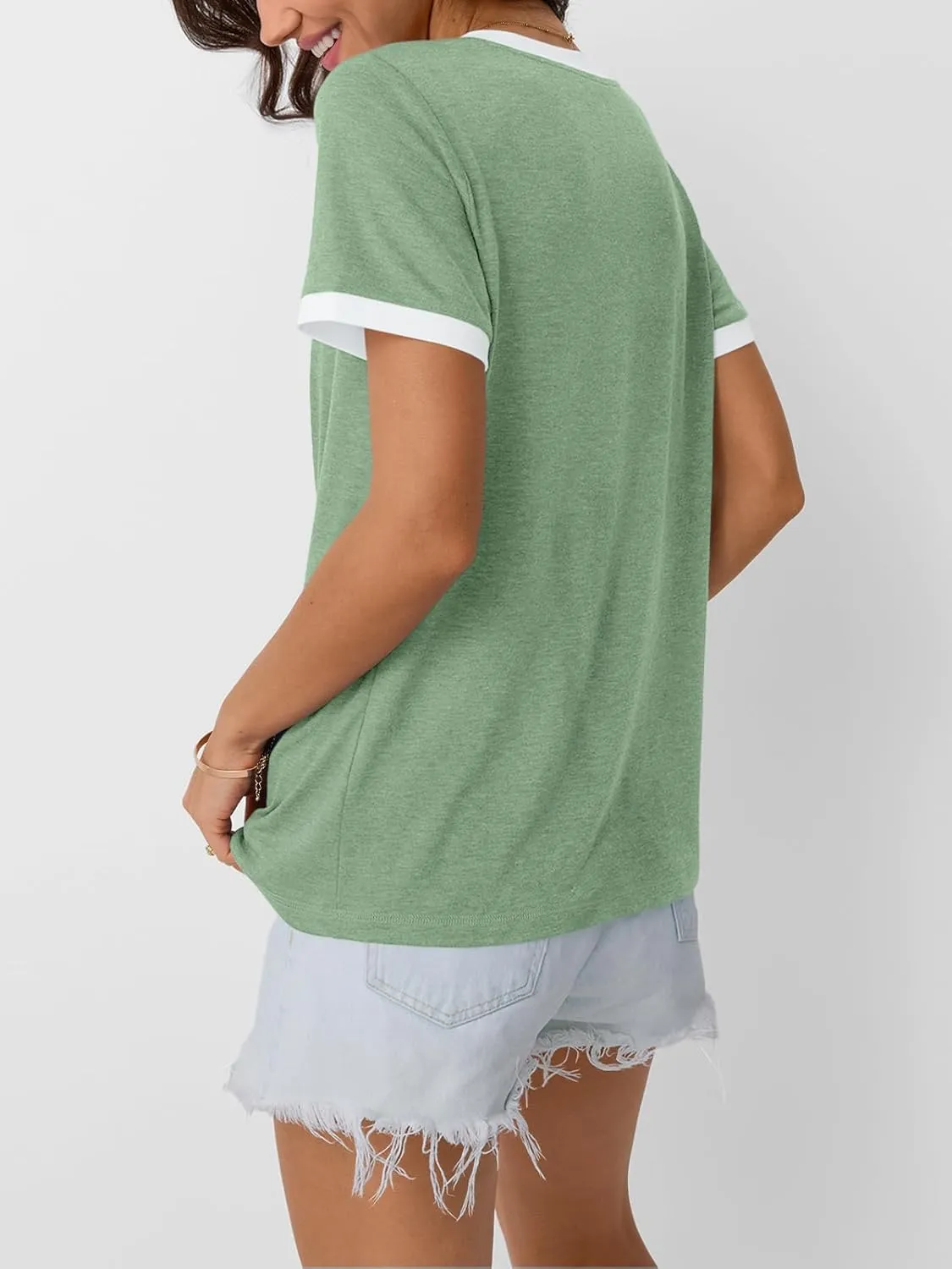 AUTOMET Womens Short Sleeve T-Shirts Summer Tops Casual Soft Tunic V Neck Basic Workout Clothes Spring Fashion Outfits 2025