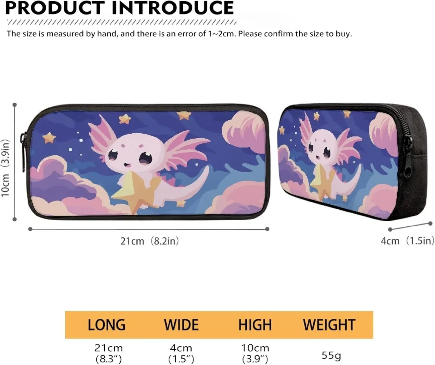 Axolotl Star Print 3 in 1 Backpack for School with Lunchbox and Pencil Cases for Students Girls Bookbag Ages 8-10 School Bag for Kids Insulated Lunch Bag for Kids