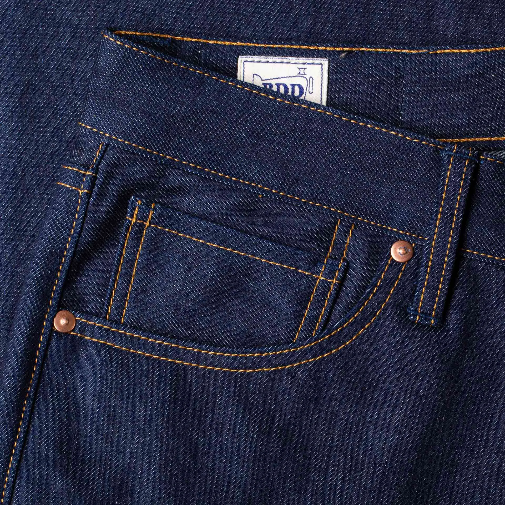 B-04 RELAXED TAPERED 13 oz. indigo eco selvedge