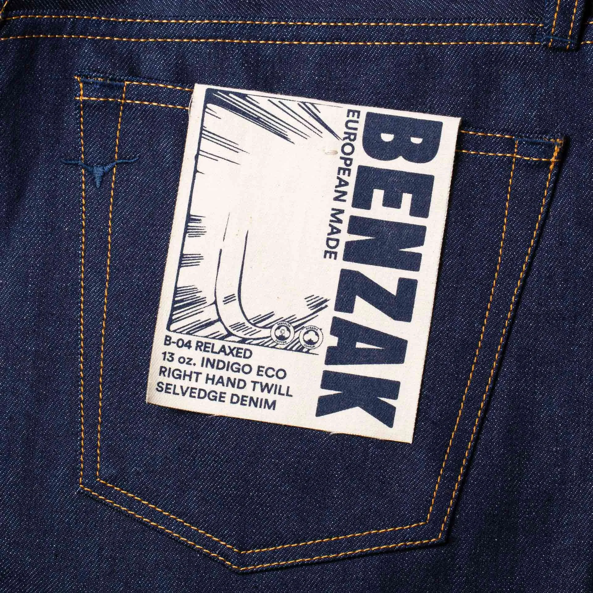 B-04 RELAXED TAPERED 13 oz. indigo eco selvedge