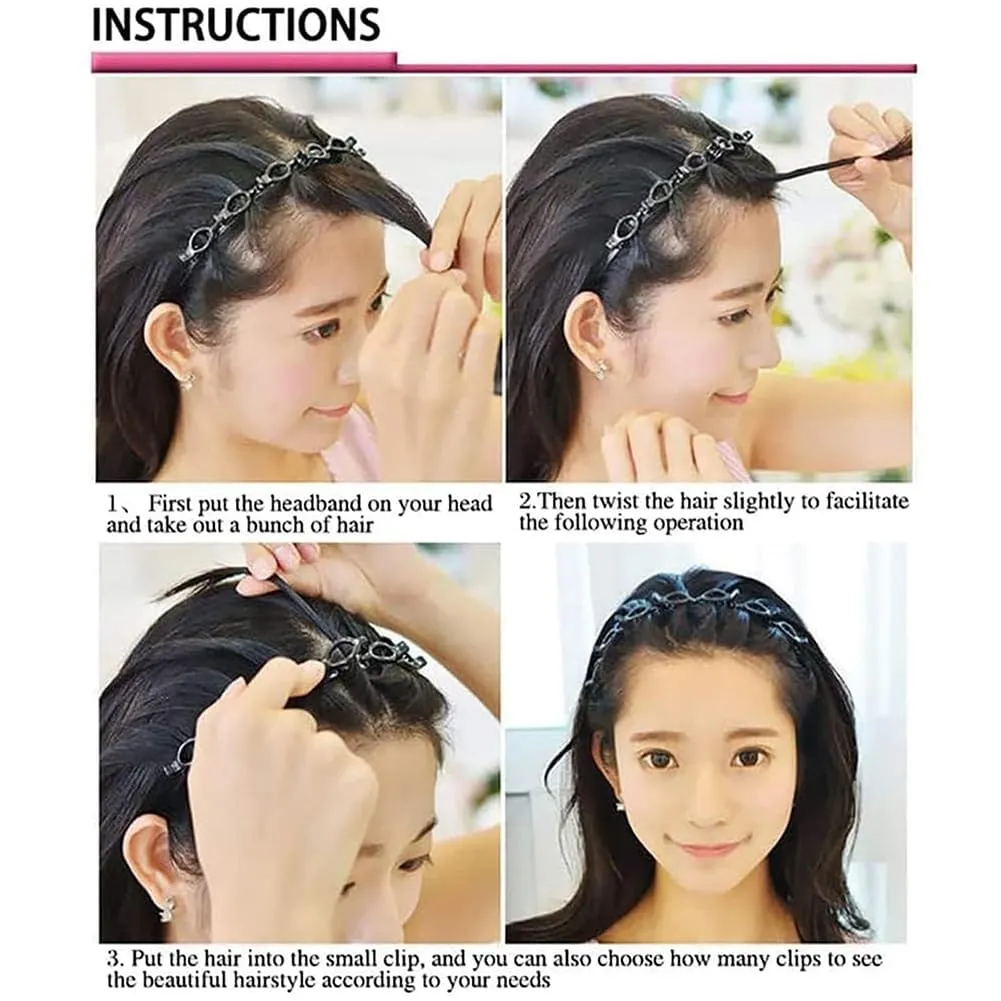 Bangs Hairstyle Hairpin Headband, Professional Weave Bangs Clip, Toothed Headband Braid Tool, 90s Hairpin Headbands With Clips, Hairband With Clips, Women Girls Fashion Hair Accessories (2MIX, 2)