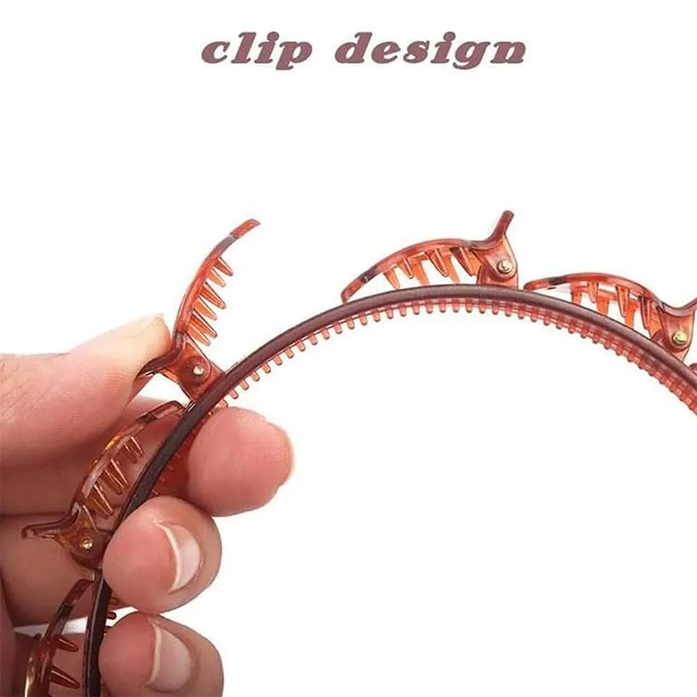 Bangs Hairstyle Hairpin Headband, Professional Weave Bangs Clip, Toothed Headband Braid Tool, 90s Hairpin Headbands With Clips, Hairband With Clips, Women Girls Fashion Hair Accessories (2MIX, 2)