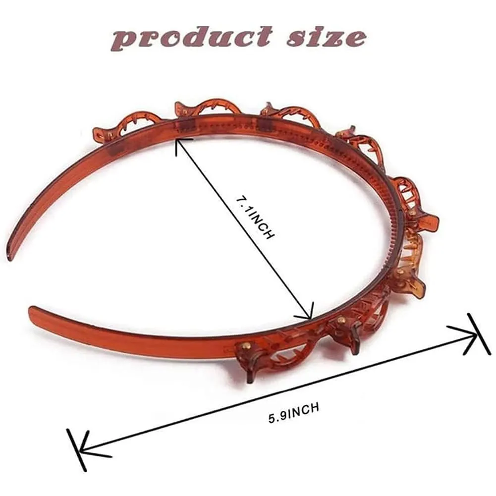 Bangs Hairstyle Hairpin Headband, Professional Weave Bangs Clip, Toothed Headband Braid Tool, 90s Hairpin Headbands With Clips, Hairband With Clips, Women Girls Fashion Hair Accessories (2MIX, 2)