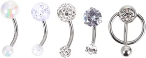 Belly Button Rings 5pcs Navel Jewelry Set Women's Fashion Jewelry Belly Piercing Studs Body Decoration