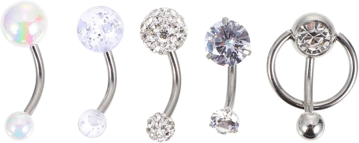 Belly Button Rings 5pcs Navel Jewelry Set Women's Fashion Jewelry Belly Piercing Studs Body Decoration