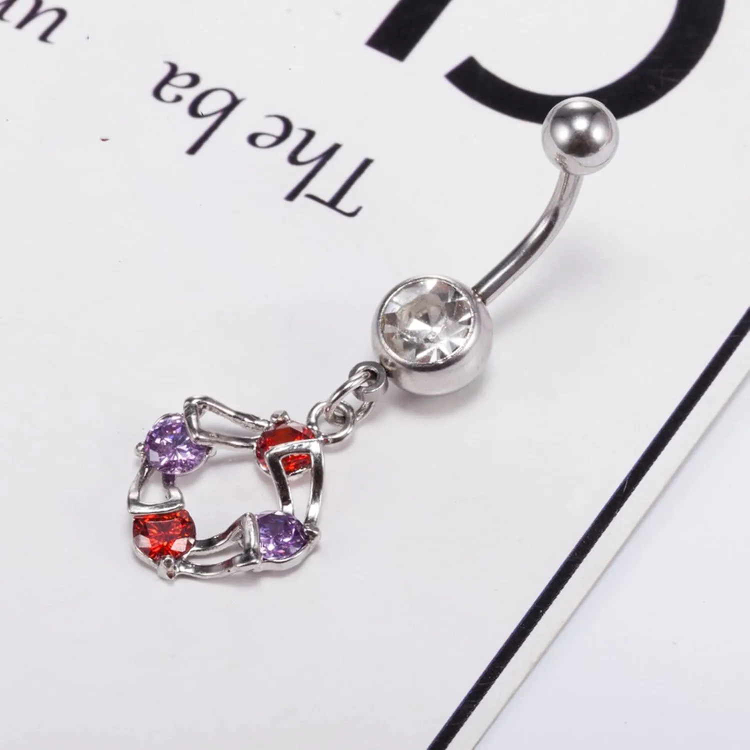 Belly Button Rings, Stainless Steel Cubic Zirconia Wreath Navel Jewelry, Piercing Body Jewelry for Women