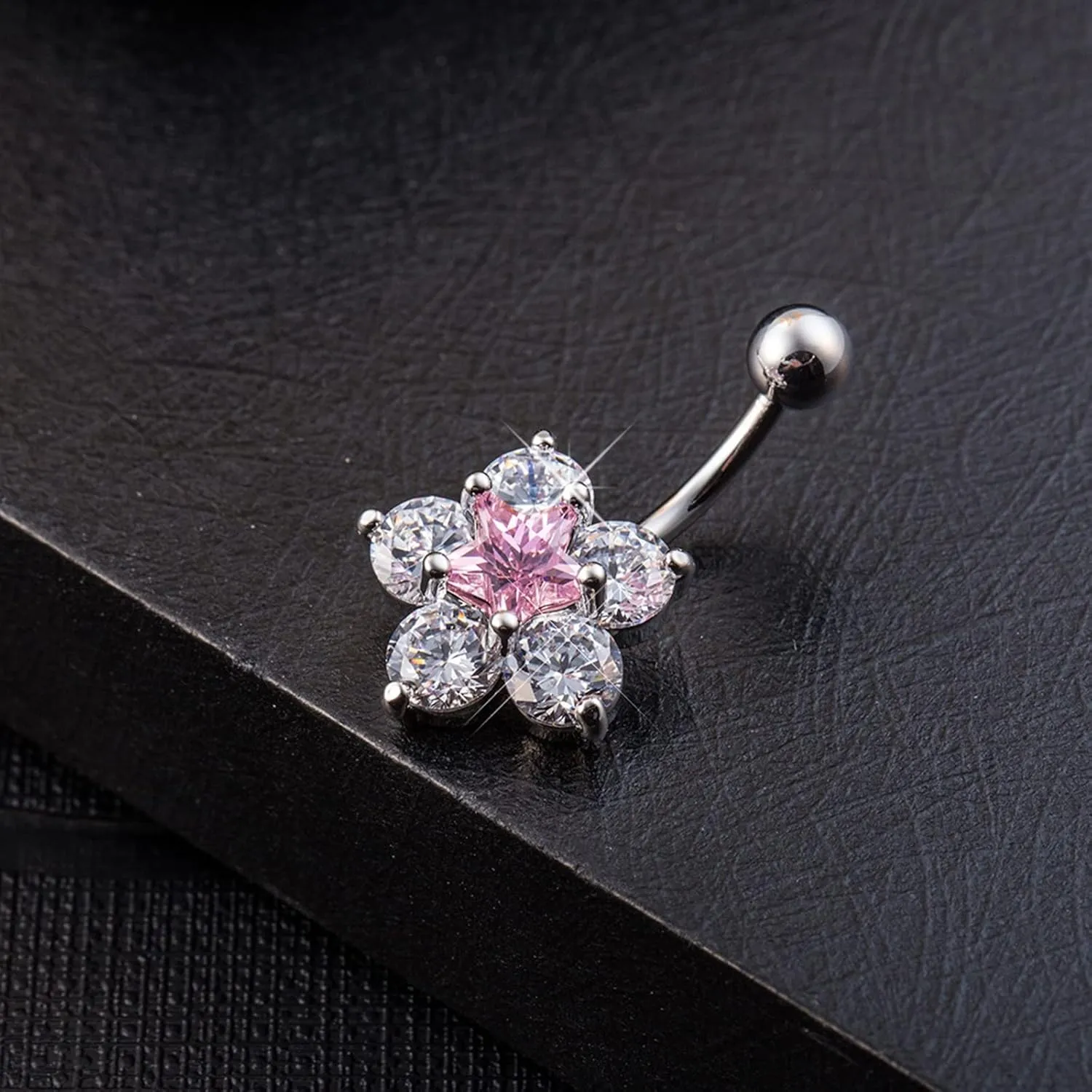 Belly Rings for Women, Stainless-Steel Flower Belly Button Jewelry, Piercing Body Jewelry for Women