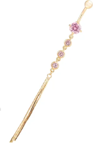 Belly Rings for Women, Stainless-Steel Tassel Belly Button Jewelry, Piercing Body Jewelry for Women