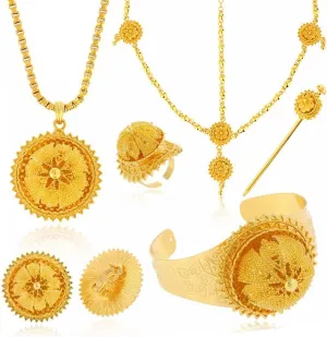 Big Size Six Pcs Jewelry Sets for Ethiopian Habesha Gold Color Women Wedding Party Jewelry