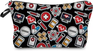 Black Medical Supply Cosmetic Bag for Women Cute Makeup Bag for Purse Travel Toiletry Zipper Pouch for Girls Women Gifts Black Medical Supply Makeup Bag for Her