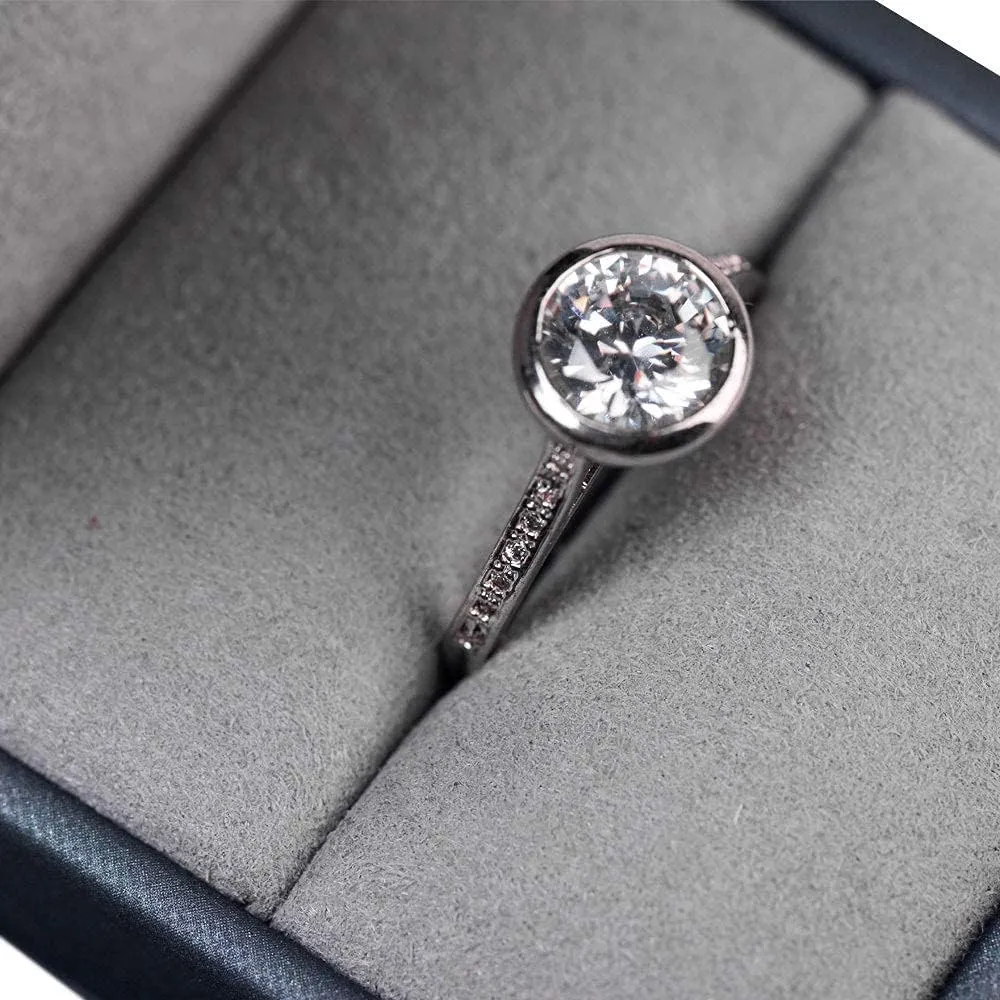 Blue Round Corner PU Leather Proposal Ring Box Jewelry Ring Gift Box Jewelry Packaging Box