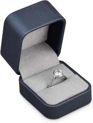 Blue Round Corner PU Leather Proposal Ring Box Jewelry Ring Gift Box Jewelry Packaging Box
