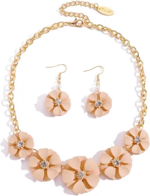Bocar Flower Collar Necklace and Earrings Jewelry Set Statement Floral Choker Jewelry Set Women Gift