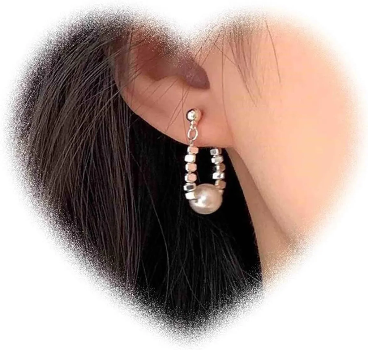 Bohemian Pearl Ear Jacket Earrings for Teen Pearl Dangle Earrings Pearl Bead Stud Earrings Silver Metal Bead Earrings Pearl Wedding Earrings Jewelry for Women