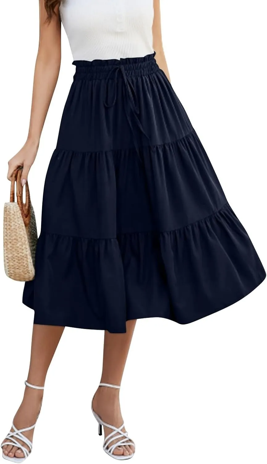 Boho Skirt Maxi Spring Flowy Boho Comfy Tiered Western Midi Skirt