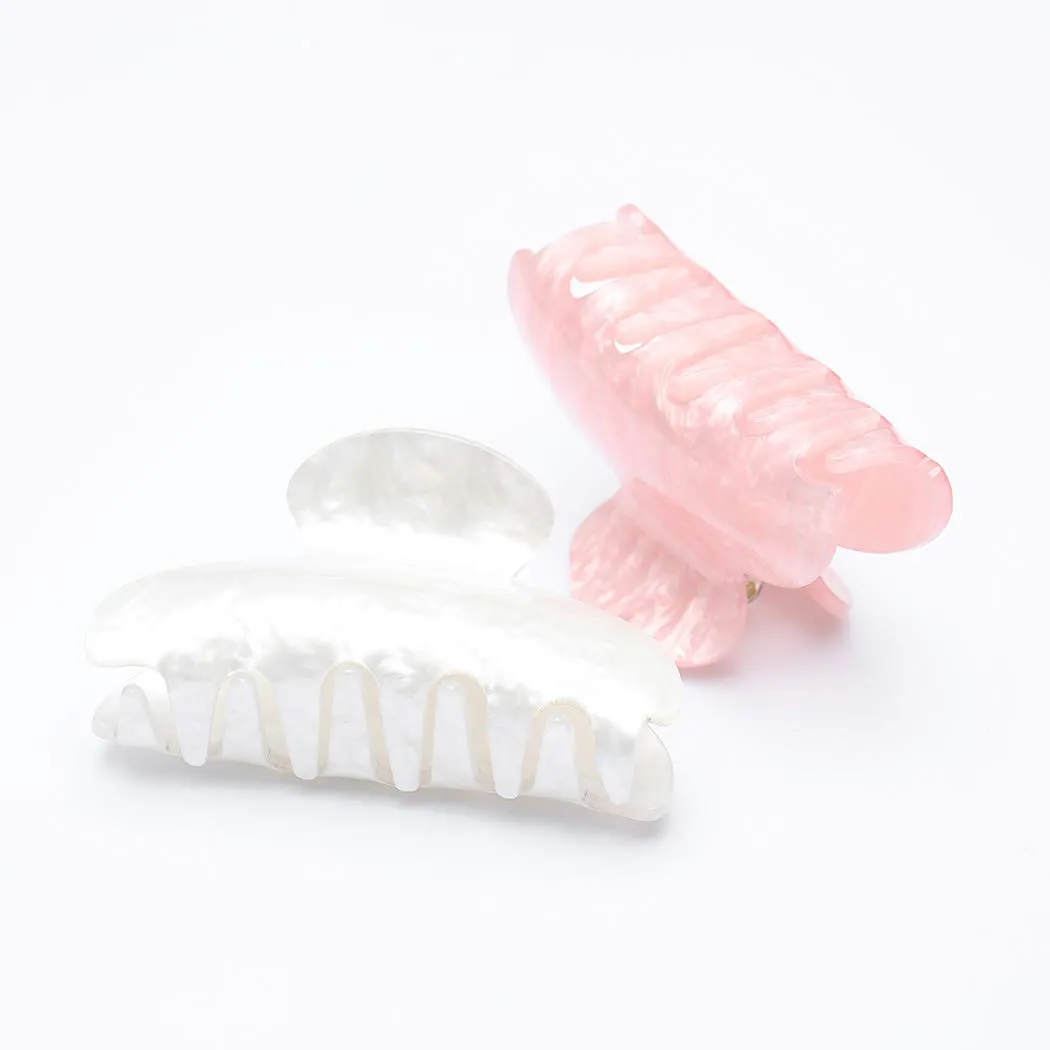 Brinie Hair Claw Clamps Pink Hair Barrettes Medium Non Slip Clips Hair Accessories for Women and Girls (2 PCS) (BT03-PW)