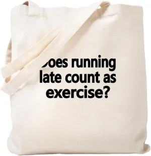CafePress Does Running Late Count As Exercise Tote Bag Natural Canvas Tote Bag, Reusable Shopping Bag