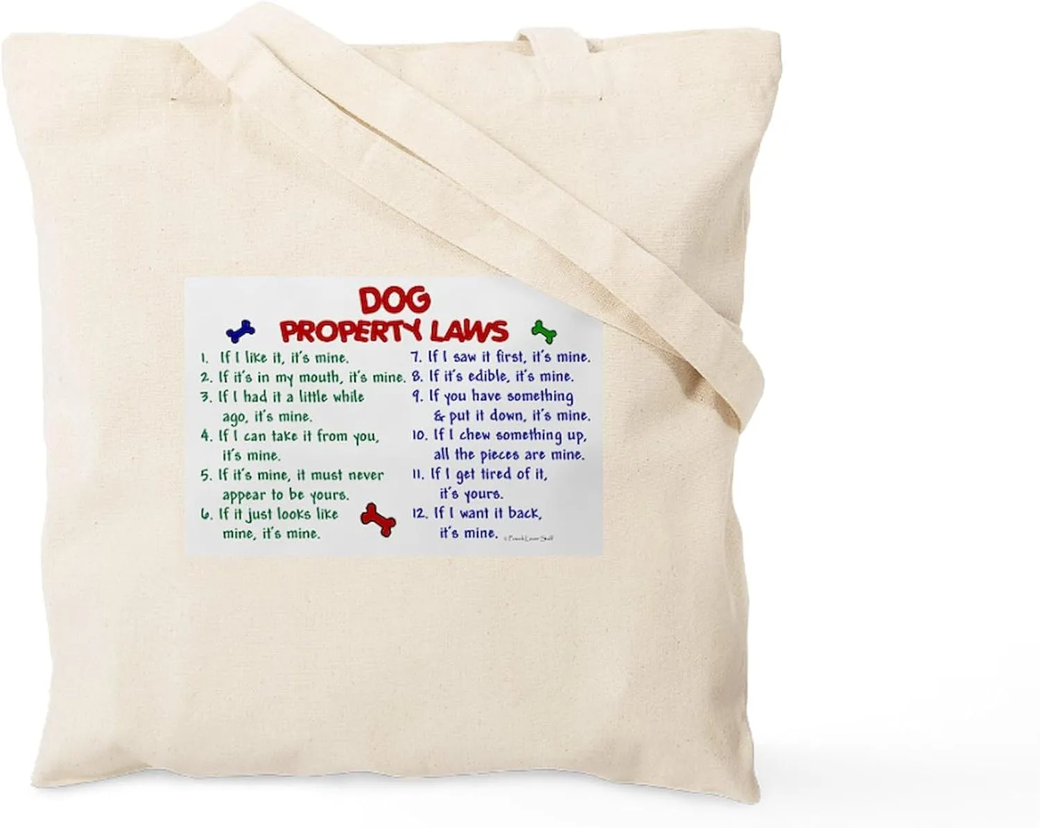 CafePress Dog Property Laws 2 Tote Bag Natural Canvas Tote Bag, Reusable Shopping Bag