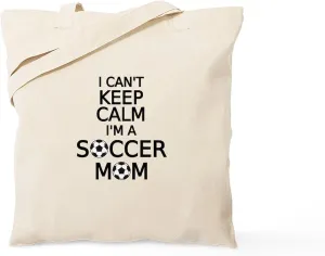 CafePress I Cant Keep Calm, I Am A Soccer Mom Tote Bag Natural Canvas Tote Bag, Reusable Shopping Bag