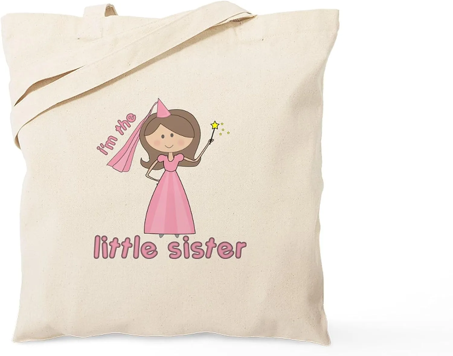 CafePress I'm The Little Sister Princess Tote Bag Natural Canvas Tote Bag, Reusable Shopping Bag