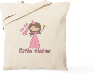 CafePress I'm The Little Sister Princess Tote Bag Natural Canvas Tote Bag, Reusable Shopping Bag