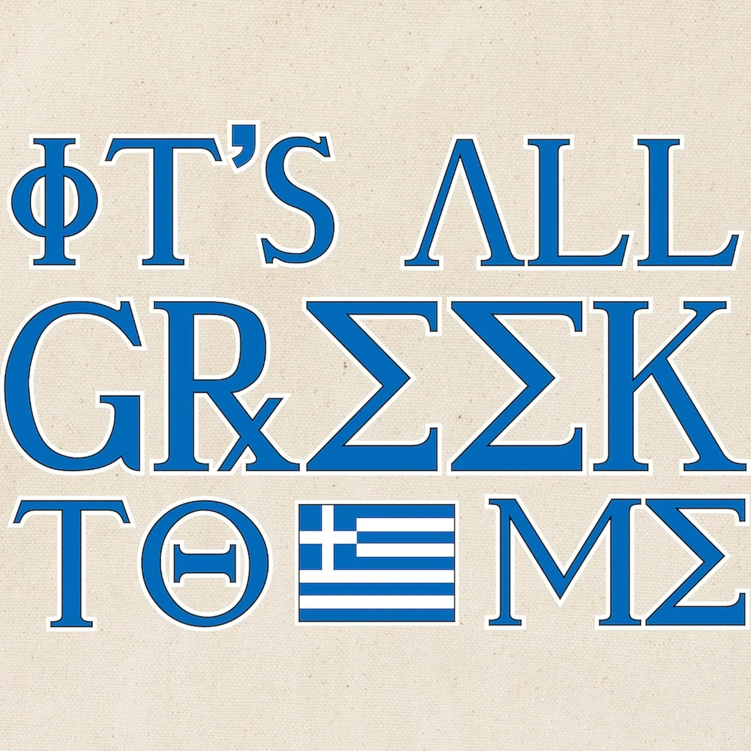 CafePress It's All Greek Tote Bag Natural Canvas Tote Bag, Reusable Shopping Bag