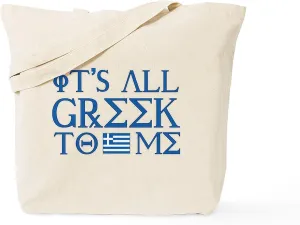CafePress It's All Greek Tote Bag Natural Canvas Tote Bag, Reusable Shopping Bag