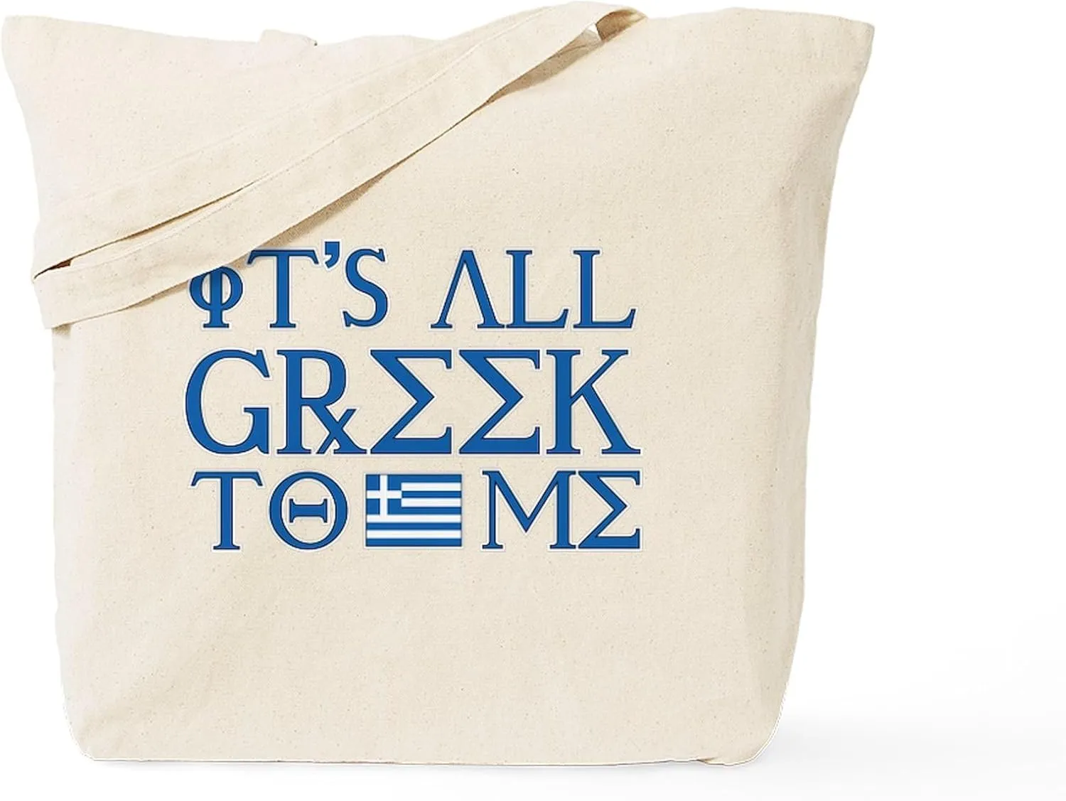 CafePress It's All Greek Tote Bag Natural Canvas Tote Bag, Reusable Shopping Bag