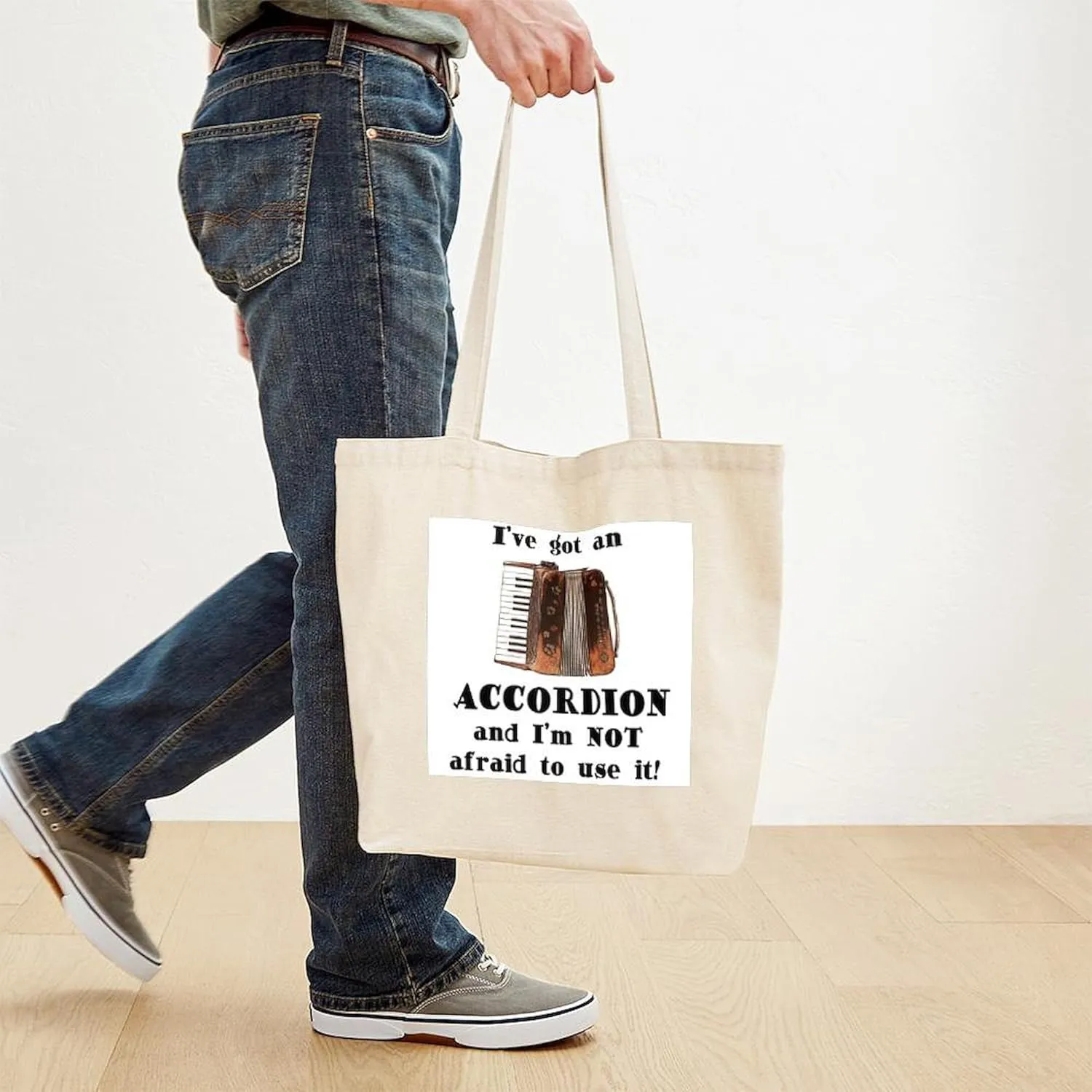 CafePress I've Got An Accordion Tote Bag Natural Canvas Tote Bag, Reusable Shopping Bag
