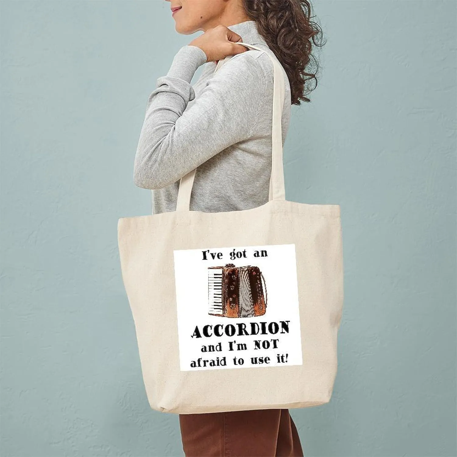 CafePress I've Got An Accordion Tote Bag Natural Canvas Tote Bag, Reusable Shopping Bag