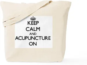 CafePress Keep Calm And Acupuncture ON Tote Bag Natural Canvas Tote Bag, Reusable Shopping Bag